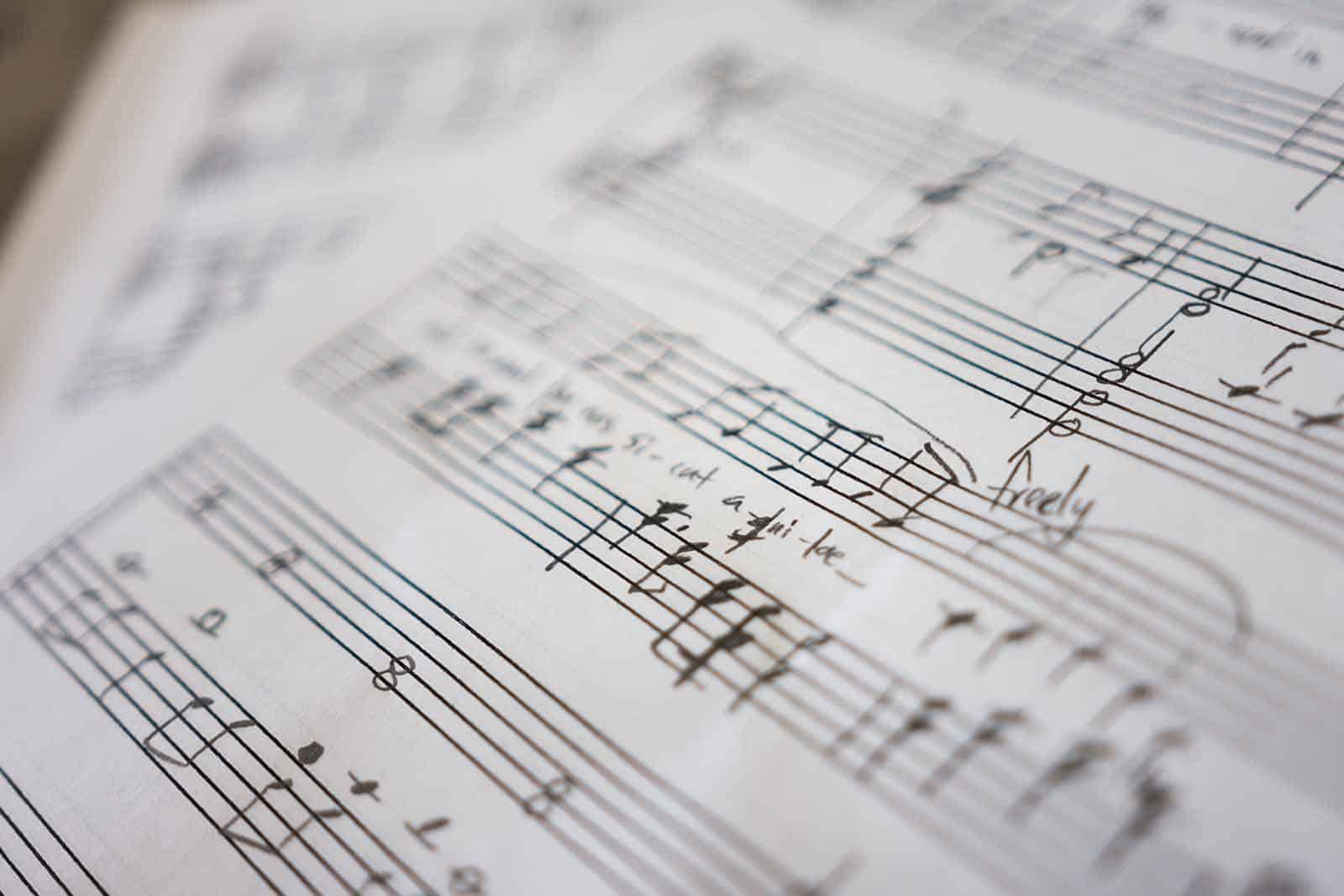 Handwritten sheet music on clean white paper
